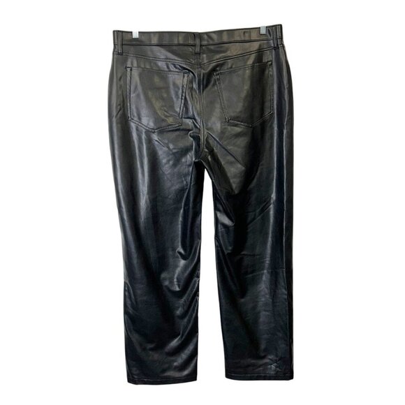 Abercrombie Fitch 90s Relaxed High Rise Faux Leather Pants Womens 34 Black Curve - Picture 2 of 10